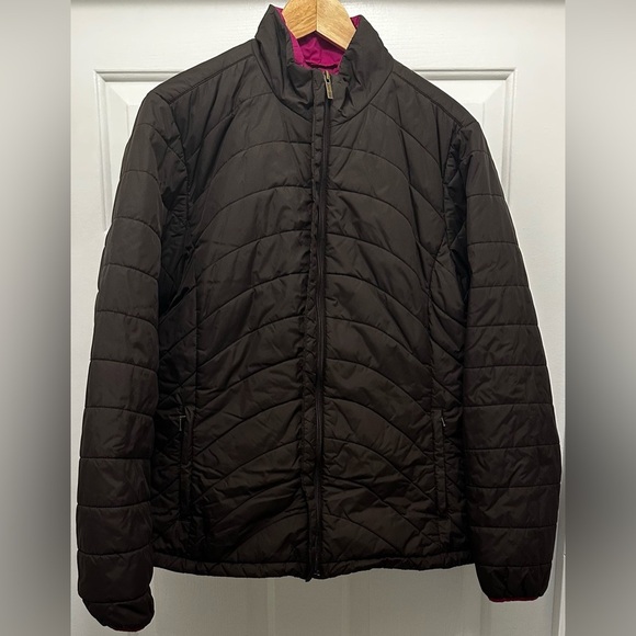 Lands' End Jackets & Blazers - Lands End Quilted Puffer Jacket Brown Pink Womens Size Large